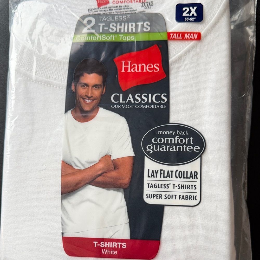 New Hanes Classics White T-Shirts 2X Tall Man